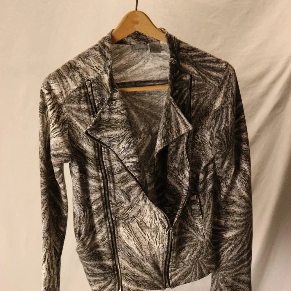 Daytrip Cotton motto jacket women size M double zip front cotton zippered cuff